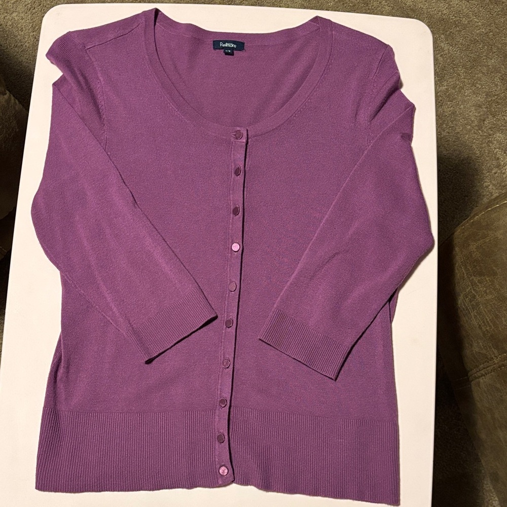 Dusty purple Button-Up Cardigan with covered button detail